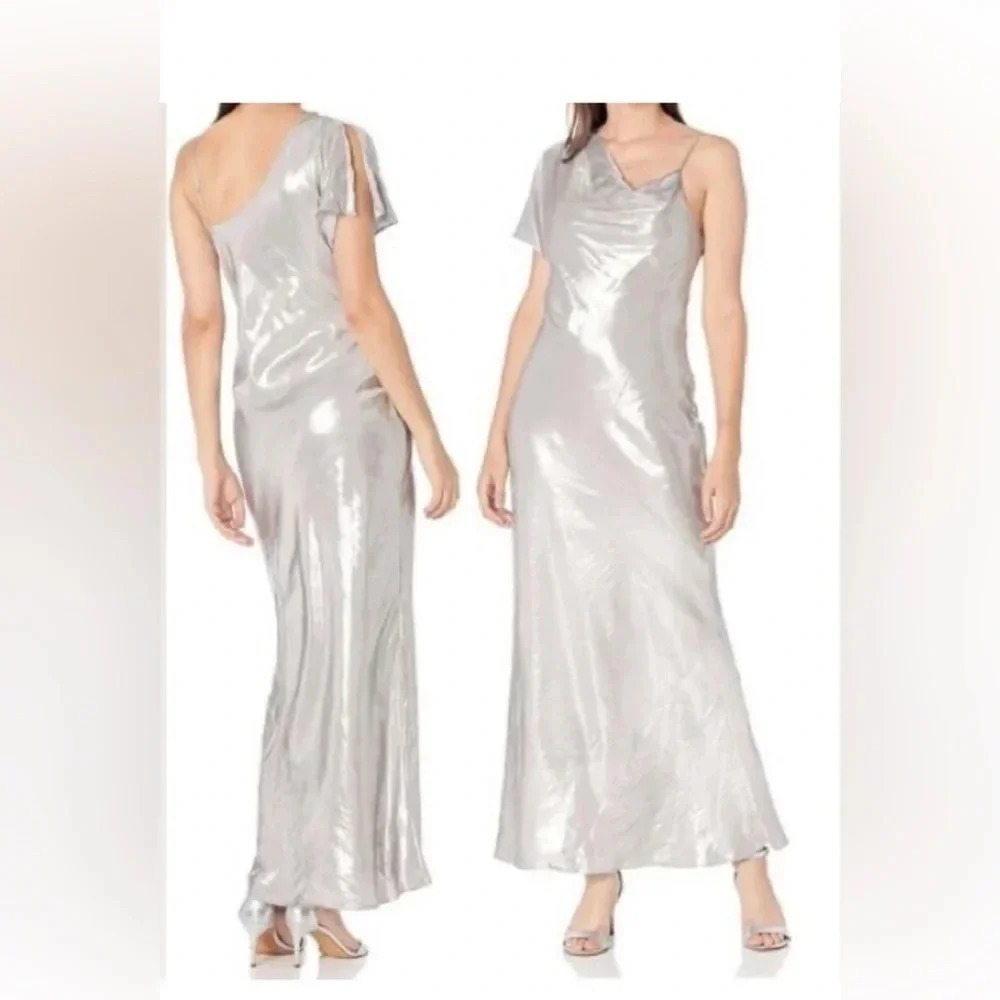BCBG Maxazria Folmar maxi silver dress